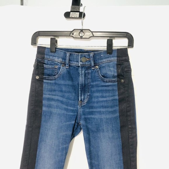 Express Womens Pants 25x27 Ankle Legging 2R Blue Denim High Rise Stretch Black - Picture 2 of 9